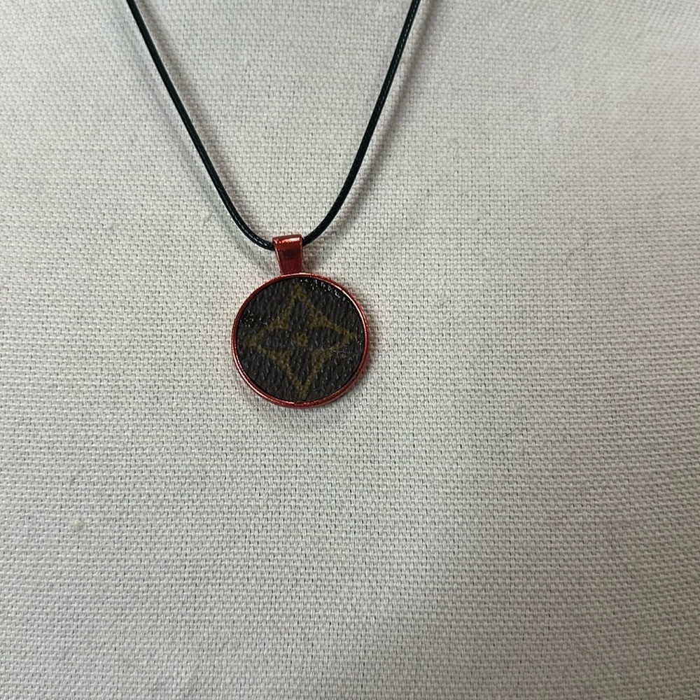 Necklace with upcycled Louis Vuitton monogram charm
